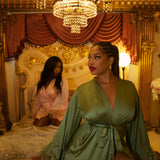 The Darling | Short Luxury Satin Feather Robe