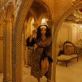 The Muse | Long Leopard 2 in 1 Satin Feather Robe