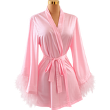 The Darling | Short Luxury Satin Feather Robe
