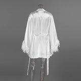 The Darling | Short Luxury Satin Feather Robe