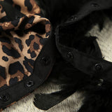 The Muse | Long Leopard 2 in 1 Satin Feather Robe
